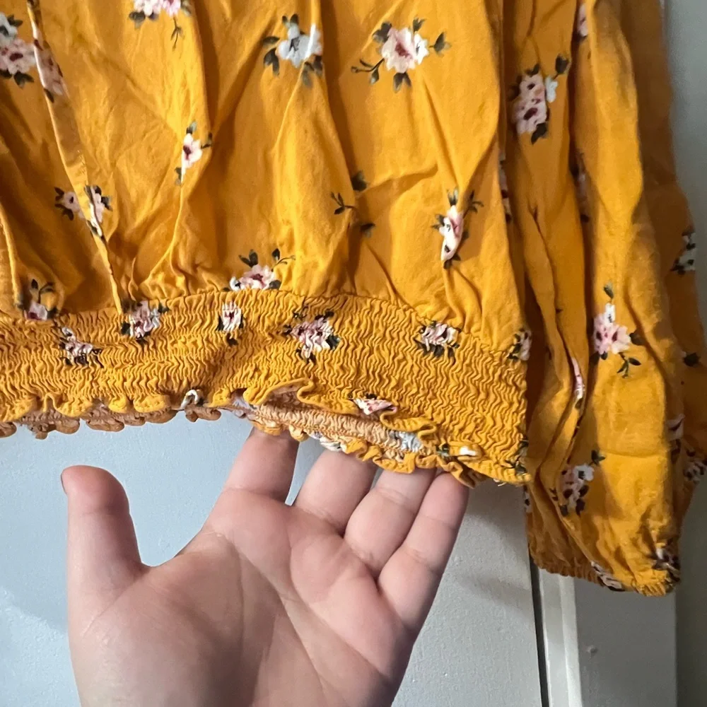 Mudd Mustard Floral Button-Up Blouse - Picture 3 of 4